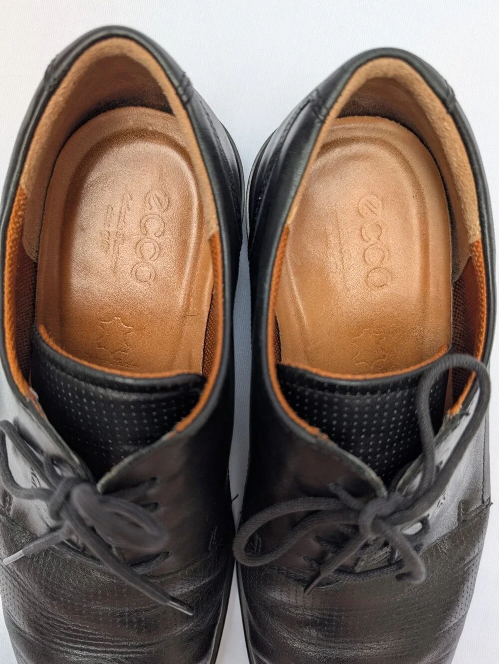 ECCO Men's Black Leather Derby Shoes Size EU 45 US 11.5 Dress Casual